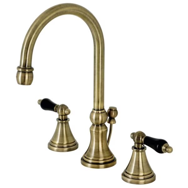 KS2983PKL Widespread Bathroom Faucet with Brass Pop-Up, Antique Brass, Kingston Brass, Mfr#: KS2983PKL